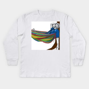 Michael Sheen taking a nap Kids Long Sleeve T-Shirt